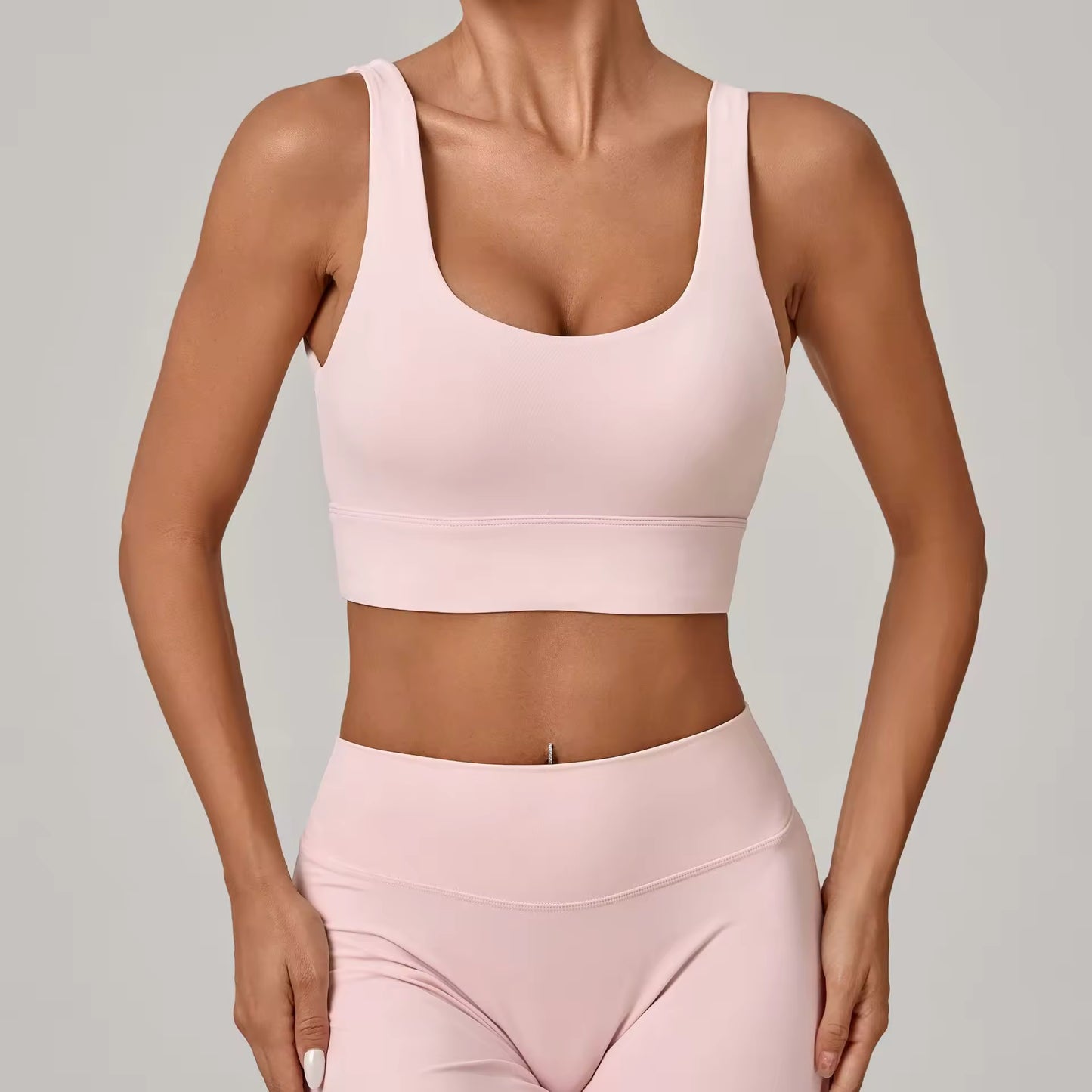 OneForm Seamless Flow Low Support U Neck Cropped Waffle Yoga Sports Bra